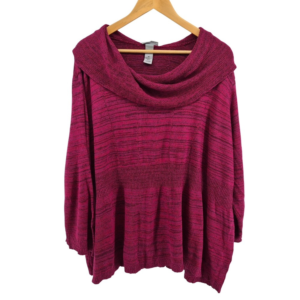 Catherines 3X Plus Size Cowl Neck Pullover Sweater Pink Tunic Cozy Comfy Fall